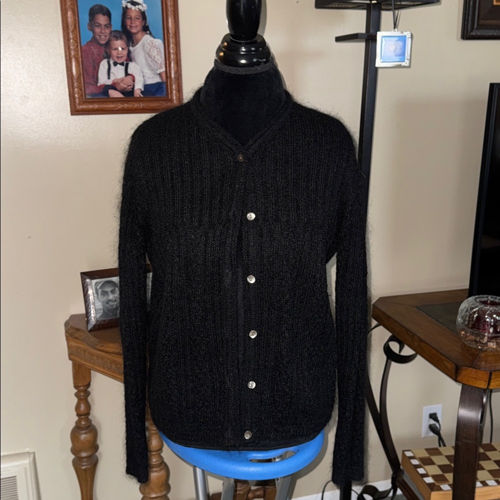Womens Mohair Blend Black Cardigan